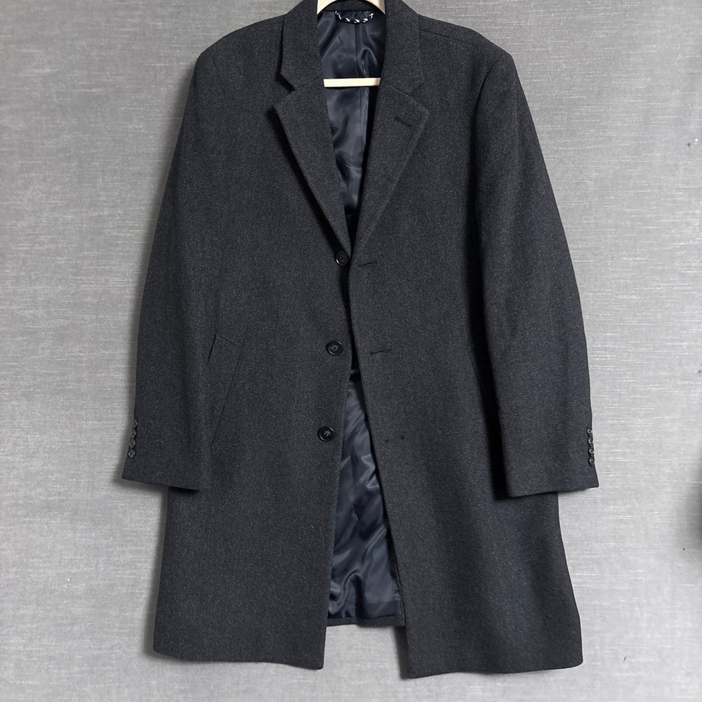 Nautica Overcoat 40R Charcoal Grey Wool Blend Heavy Outerwear Peacoat Top Coat